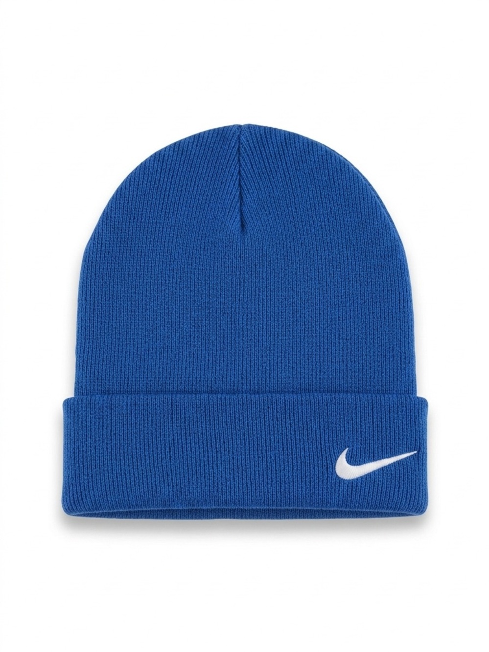Nike Blue Knit Beanie with White Swoosh
